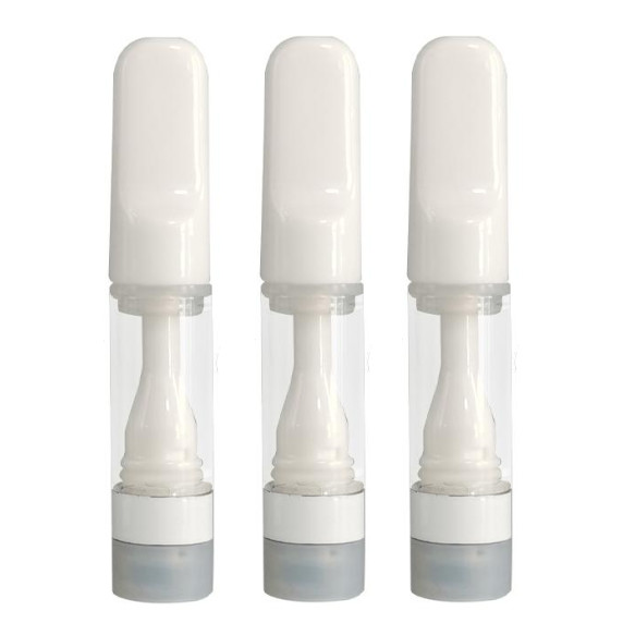 Three white plastic Full Ceramic 0.5ml bottles on a white background.
