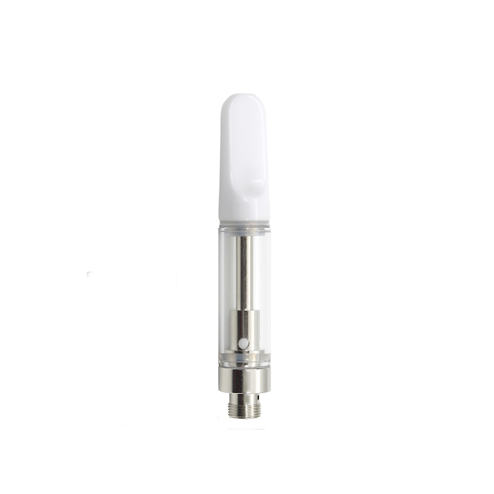 A V4 - White Tip - 1ml CBD vape pen on a white background featuring a 1ml empty vape cartridge.